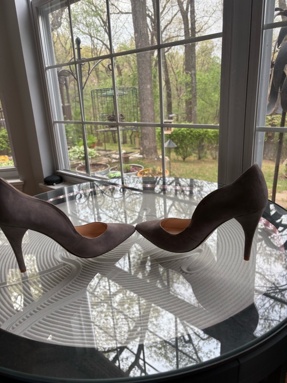 Nine West Gray/Tan Brown Suede Pointed-Toe Pump Heels - Picture 5 of 6